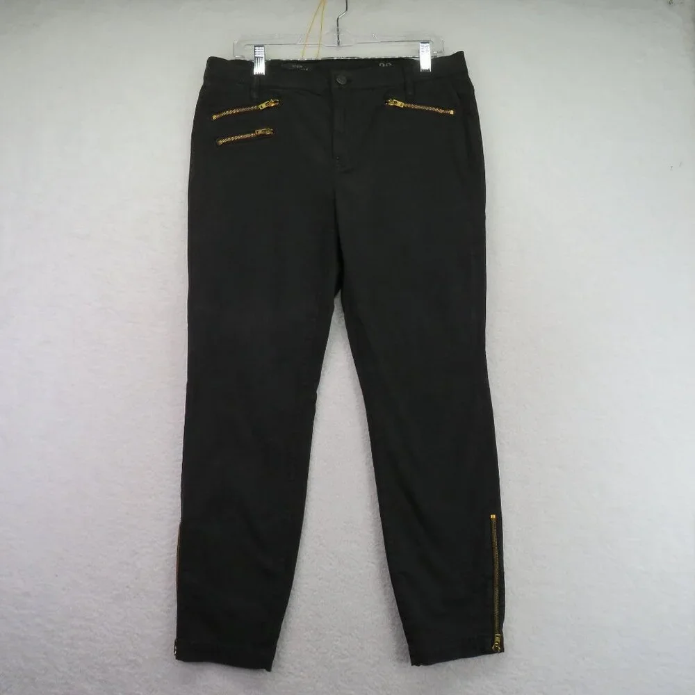 J Crew‎ Jeans Womens Size 32 Black Toothpick Skinny Ankle Gold Zippers New